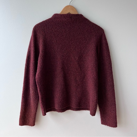 Vintage L.L. Bean Wool Blend Mock Neck Sweater Dark Red/Maroon/Rust - Picture 2 of 4